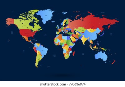 color world map vector