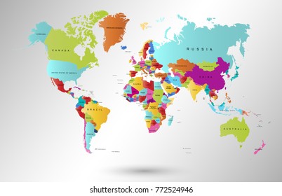 color world map vector