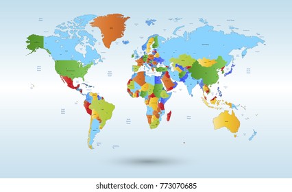 color world map vector