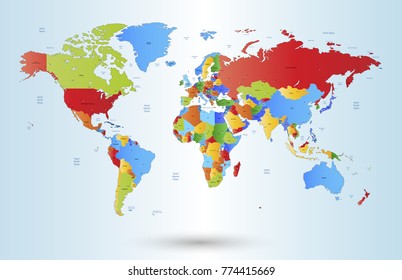 color world map vector