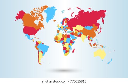 Color World Map Vector Stock Vector (royalty Free) 1033012504