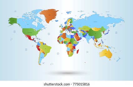 color world map vector