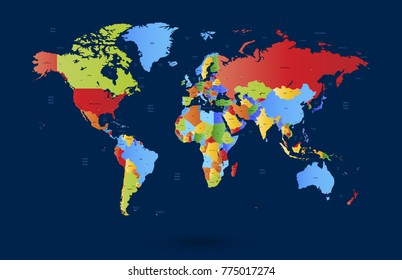 color world map vector