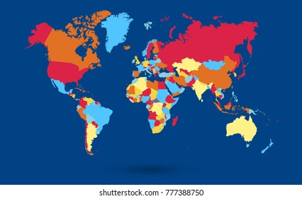 color world map vector