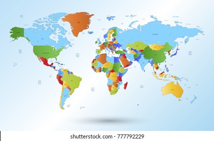 color world map vector