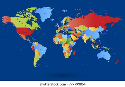 Color World Map Vector Stock Vector (Royalty Free) 777793864 | Shutterstock