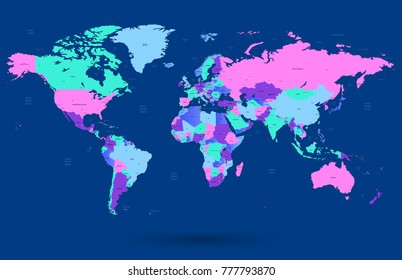 color world map vector