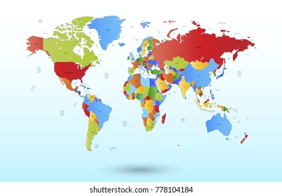 color world map vector