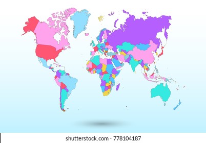 color world map vector