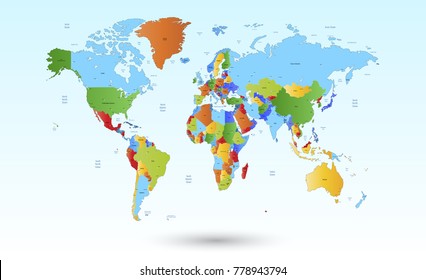 color world map vector