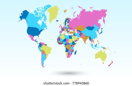 color world map vector