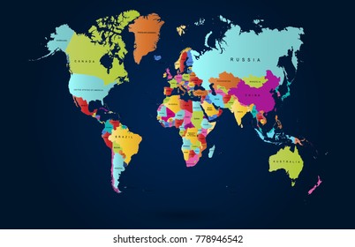 color world map vector