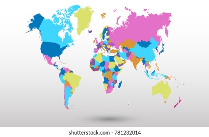color world map vector