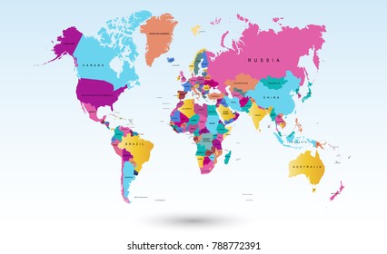 color world map vector