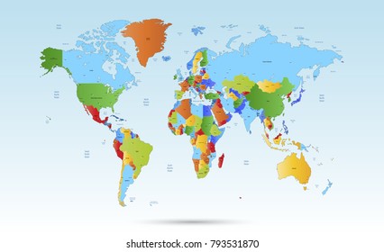 color world map vector