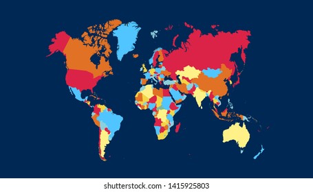 Color world map vector modern