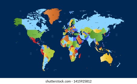 Color world map vector modern