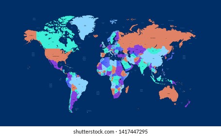 Color world map vector modern
