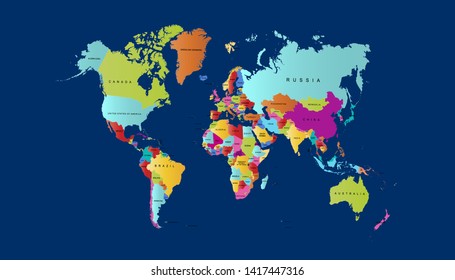 Color world map vector modern