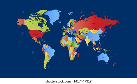 Color world map vector modern