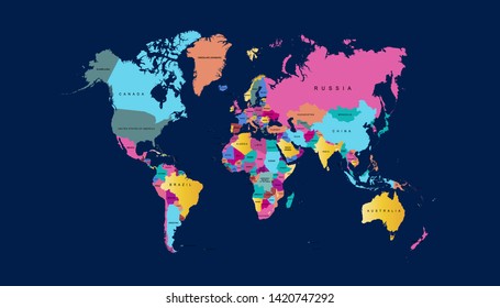 Color world map vector modern