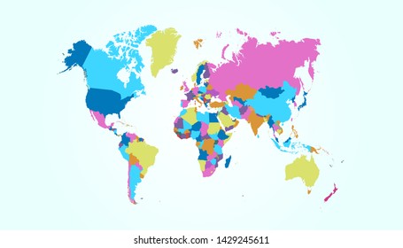 Color world map vector modern