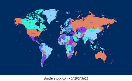 Color world map vector modern