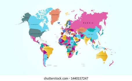 Color world map vector modern