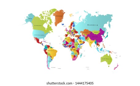 Color world map vector modern