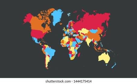 Color world map vector modern