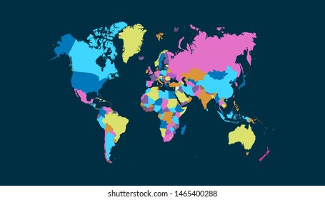 Color world map vector modern