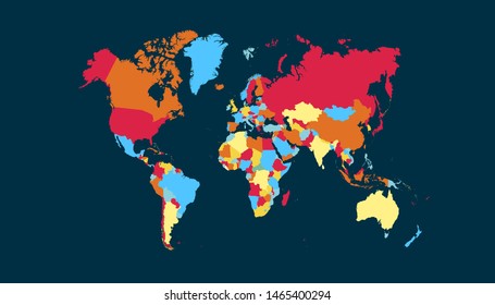 Color world map vector modern
