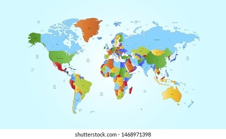 Color world map vector modern