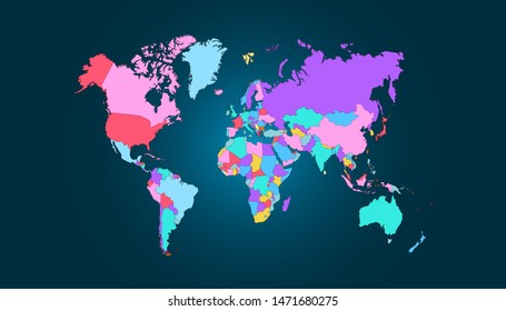Color world map vector modern