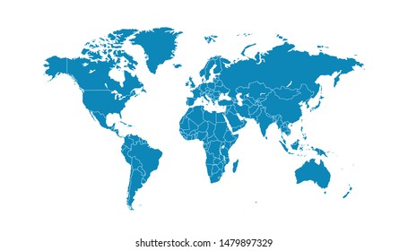 Mapa del mundo del color vectorial moderno