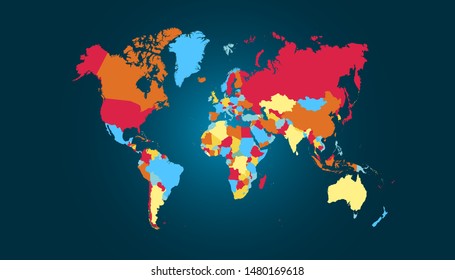 Color world map vector modern