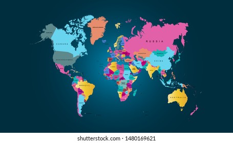 Color world map vector modern