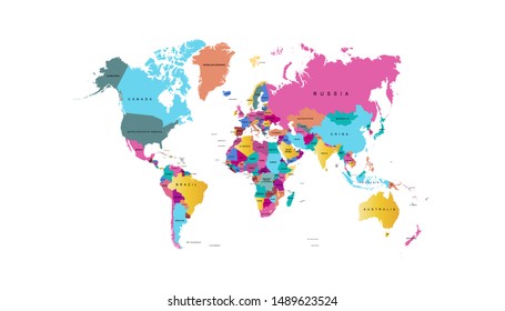 Color world map vector modern