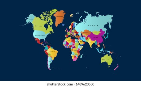 Color world map vector modern