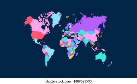 Color world map vector modern