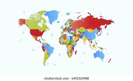 Color world map vector modern