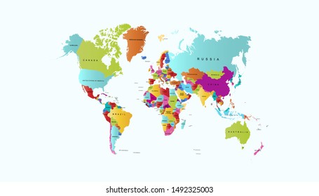 Color world map vector modern
