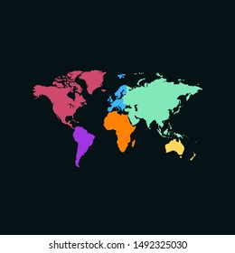 Color world map vector modern