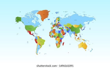 Color world map vector modern