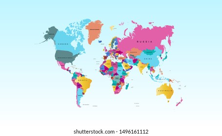 Color world map vector modern