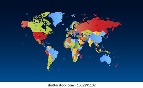 Color world map vector modern