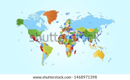 Color world map vector modern