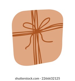 Color wrapping gift box in flat vector style. Hand drawn vector illustration