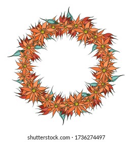 Color wreath with hand-drawn elements. Vector illustration