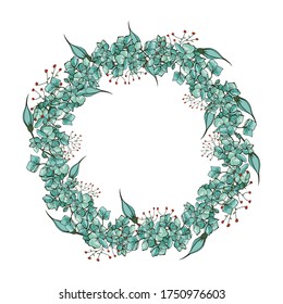 Corona de color con elementos dibujados a mano. Ilustración del vector
